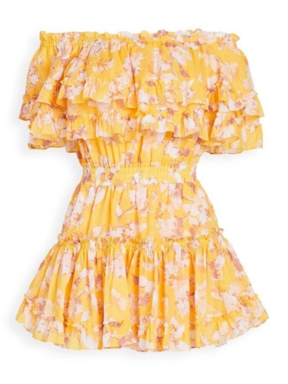 Luella Yellow and Pink Floral Mini Dress